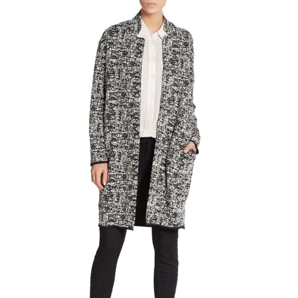Philosophy Sweaters - Philosophy Jacquard Long Black White Cardigan
